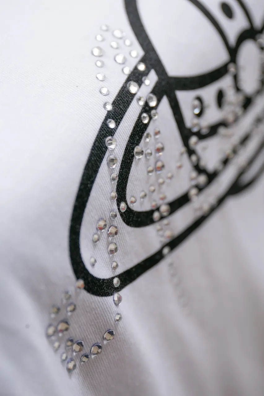 vivienne west wood Queen Mother West U-neck Hot Diamond Saturn Logo Big T Short Sleeves 220g 32 Count High Density Double Yarn Pure Cotton Size: XS-L Color: White Black